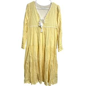 Christy Dawn Paloma Dress Daffodil Tiered Maxi Dress Butter Yellow Size M Boho